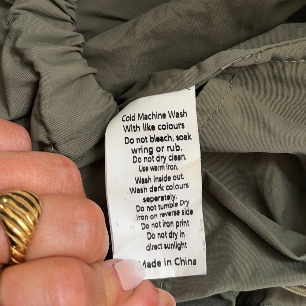 Beginning Boutique Green Wide Leg Pants Khaki Drawcord Cargo Pants - Picture 15 of 15